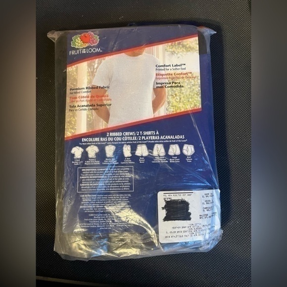 NWT fruit of the loom‘s 2 Ribbed T shirts Sz large ( set of 2) - Picture 3 of 3